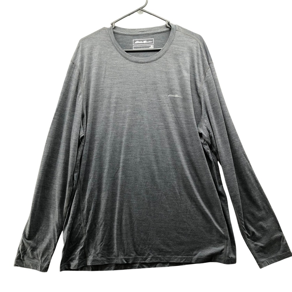 Eddie Bauer Merino Wool Blend Long Sleeve Shirt Charcoal Heather Gray Mens 2XL